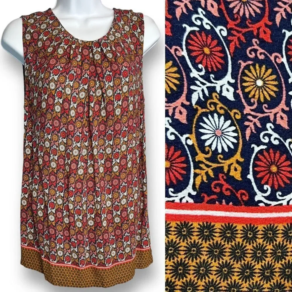 Anthropologie Vanessa Virginia Printed Sleeveless Blouse Women’s Large - Picture 2 of 12